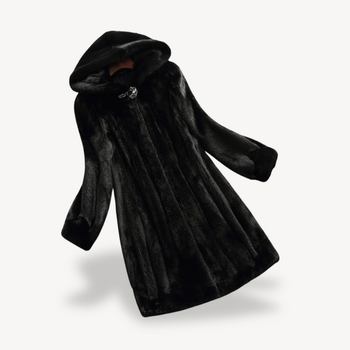 Womens Winter Coat Faux Fur Hooded Long Sleeve