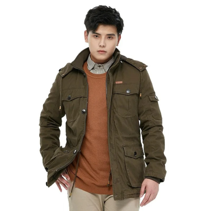 Mens Hooded Parka Jacket with Fleece Lining Winter Fit