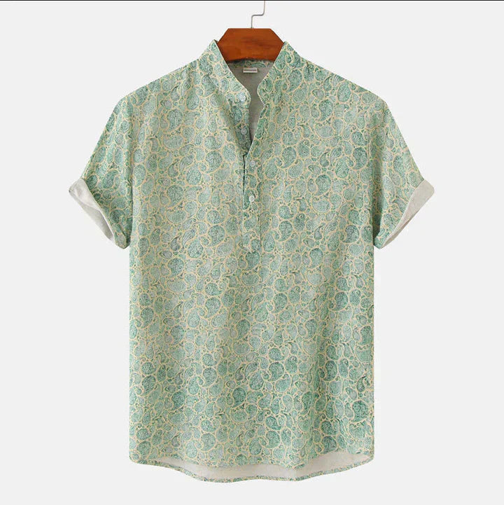 Mens Henley T-Shirt Cotton Graphic Print - BritishMode