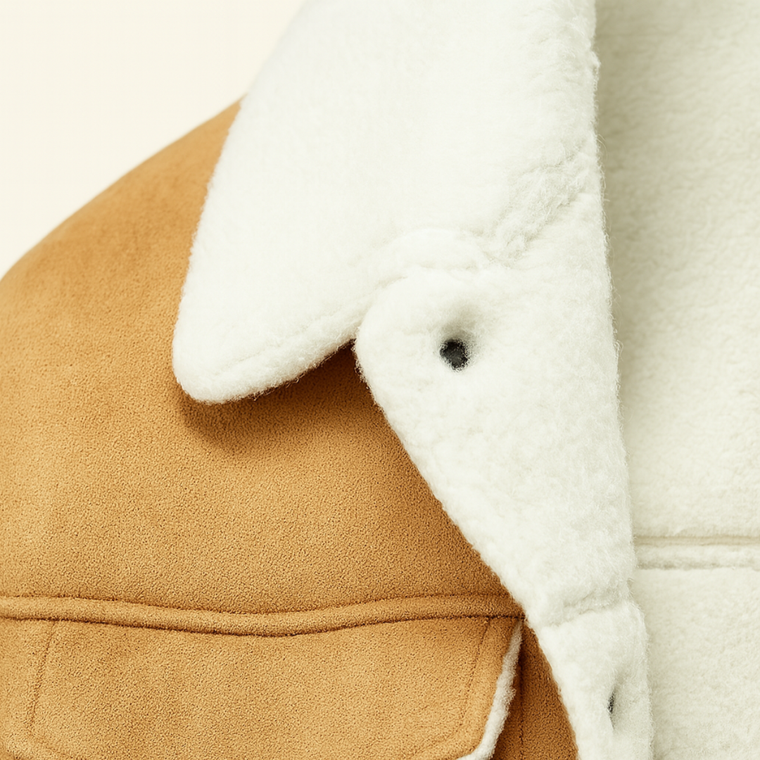 Mens Vintage Leather Jacket with Shearling Collar