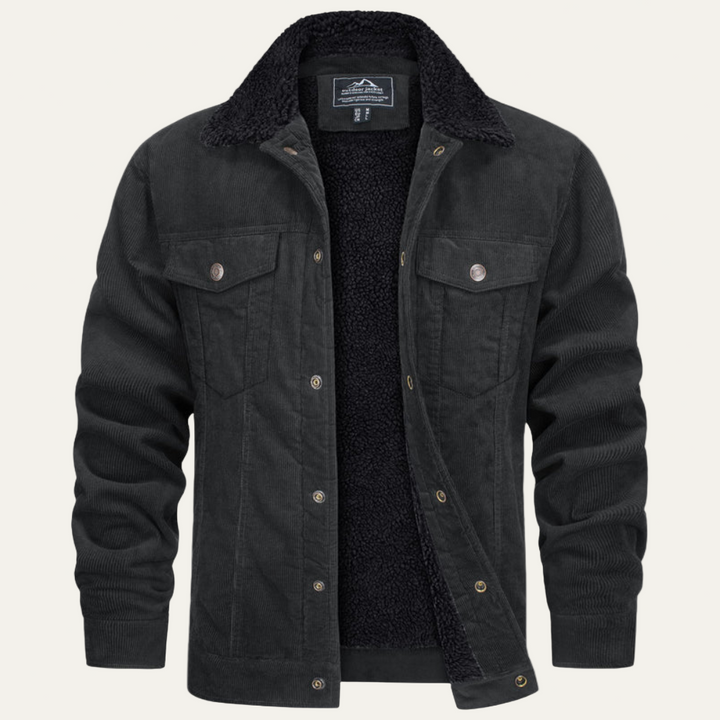 Mens Denim Trucker Jacket with Shearling Collar