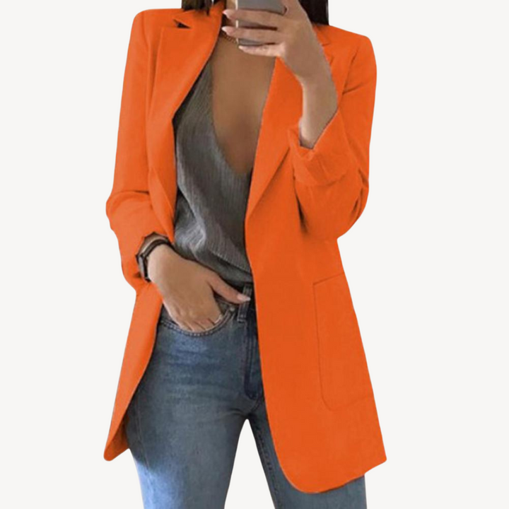 Womens Long Blazer Open Front Tailored Fit