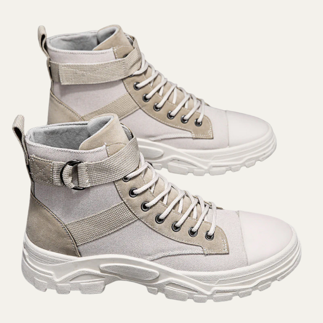 Mens High Top Utility Boots Strap Detail