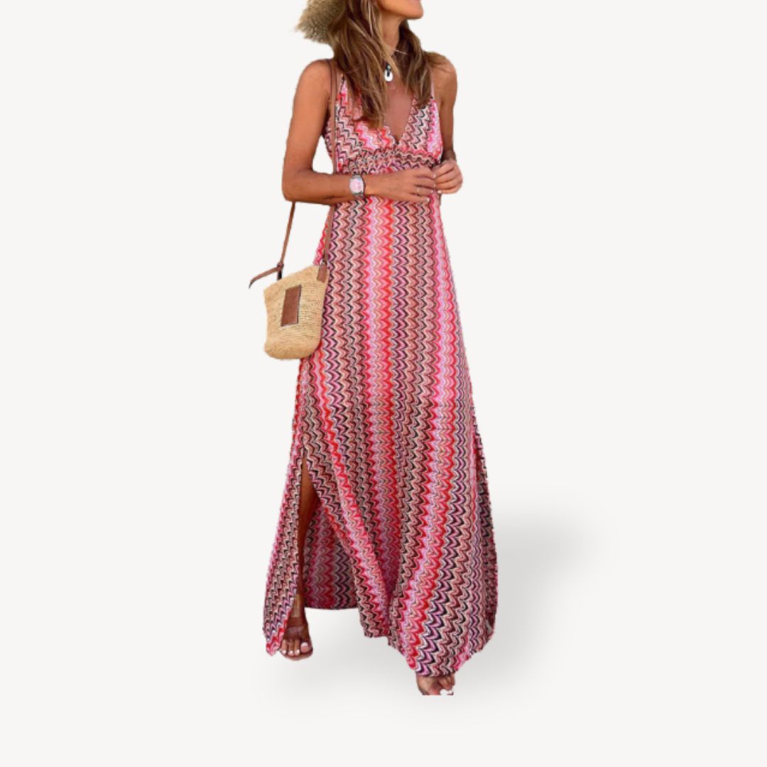 Womens Maxi Dress Zigzag Knit Pattern - BritishMode