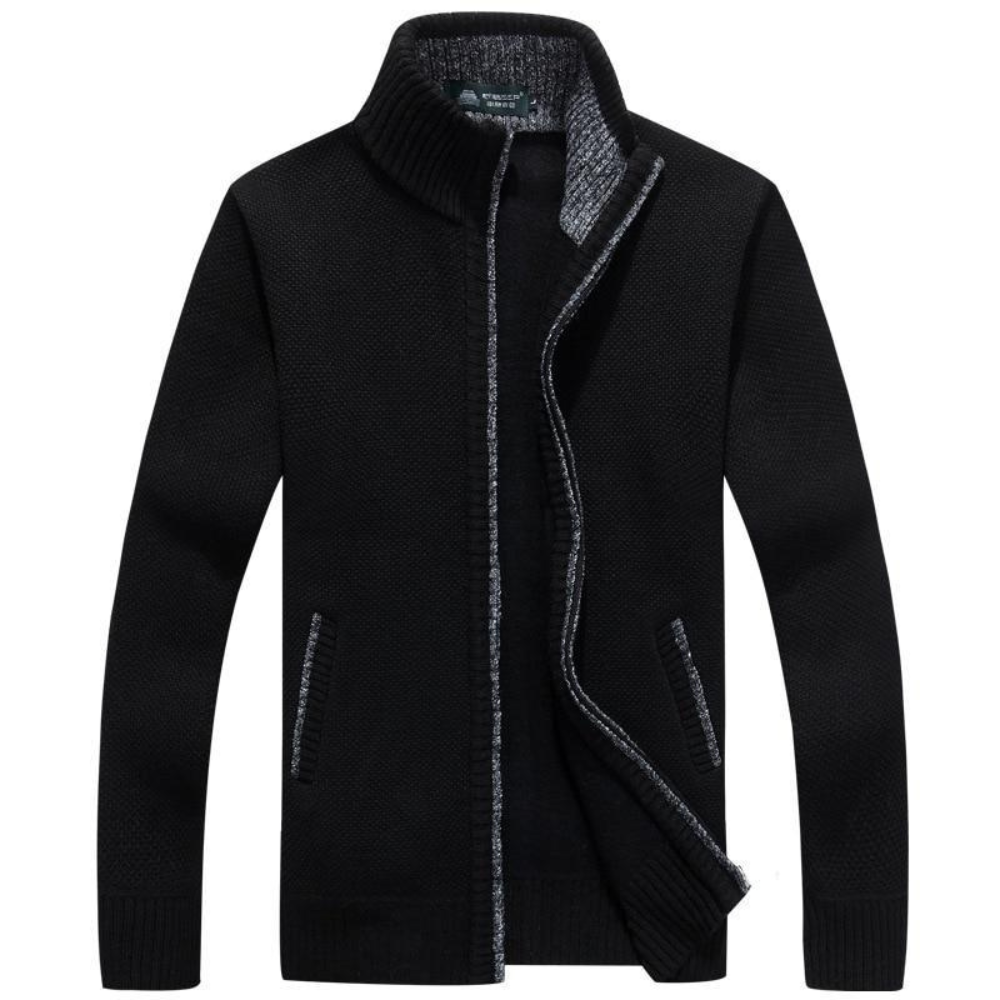 Mens Jacket with High Collar and Front Zip