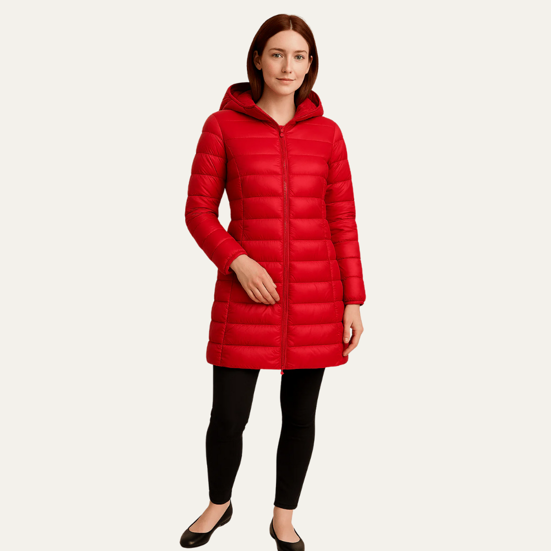 Womens Quilted Puffer Coat Shiny Finish Relaxed Fit