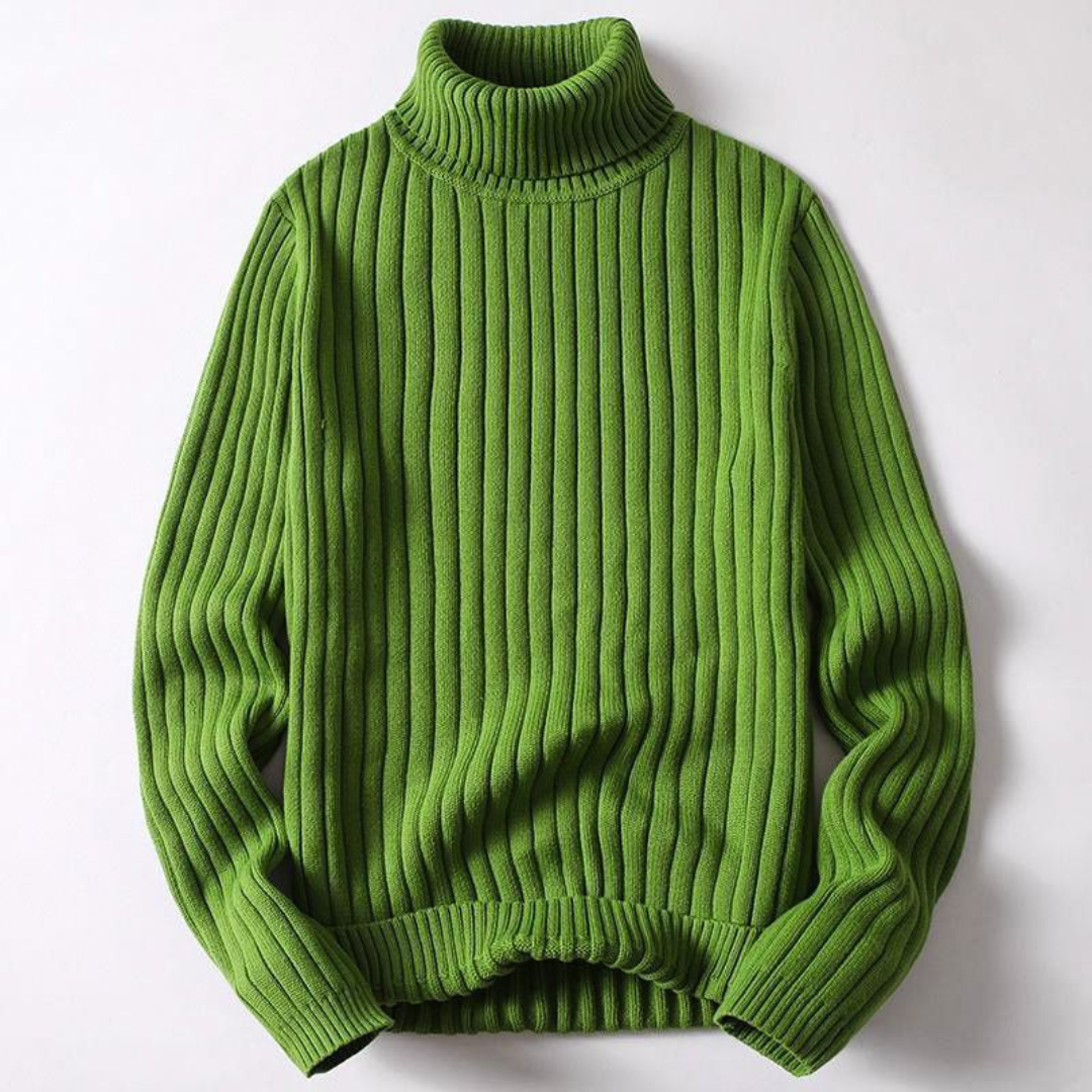 Mens Ribbed Turtleneck Sweater Oversized Fit
