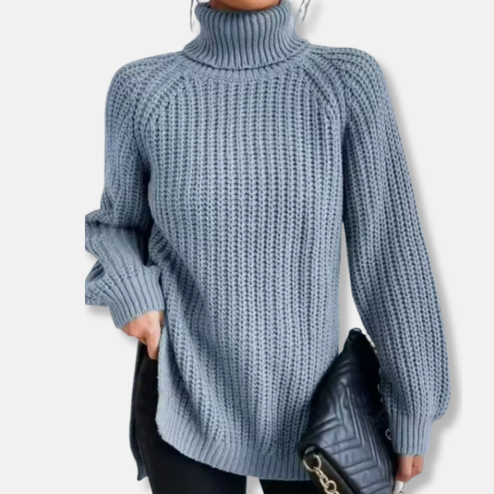 Womens Wool Knit Pullover Sweater Chunky Turtleneck Oversized Fit