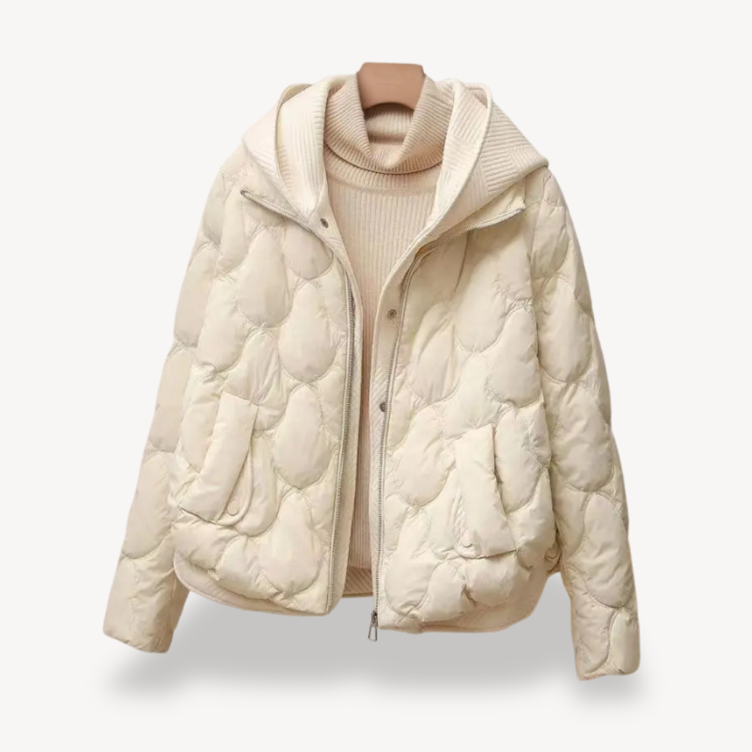 Womens Quilted Puffer Jacket with Hood and Insulated Fit