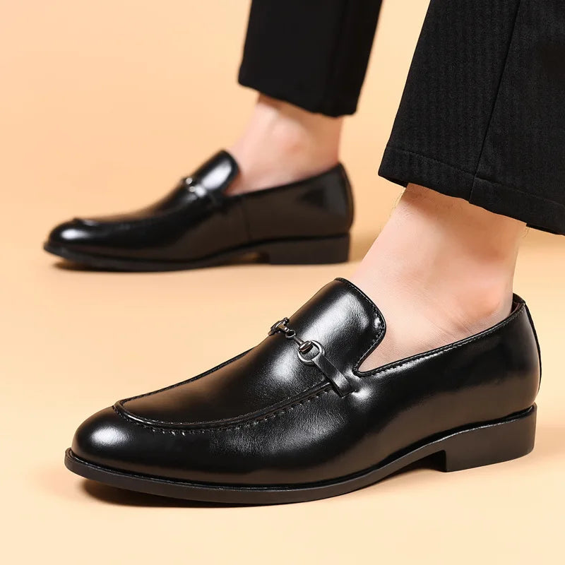 Mens Leather Loafers Slip-On Classic Fit