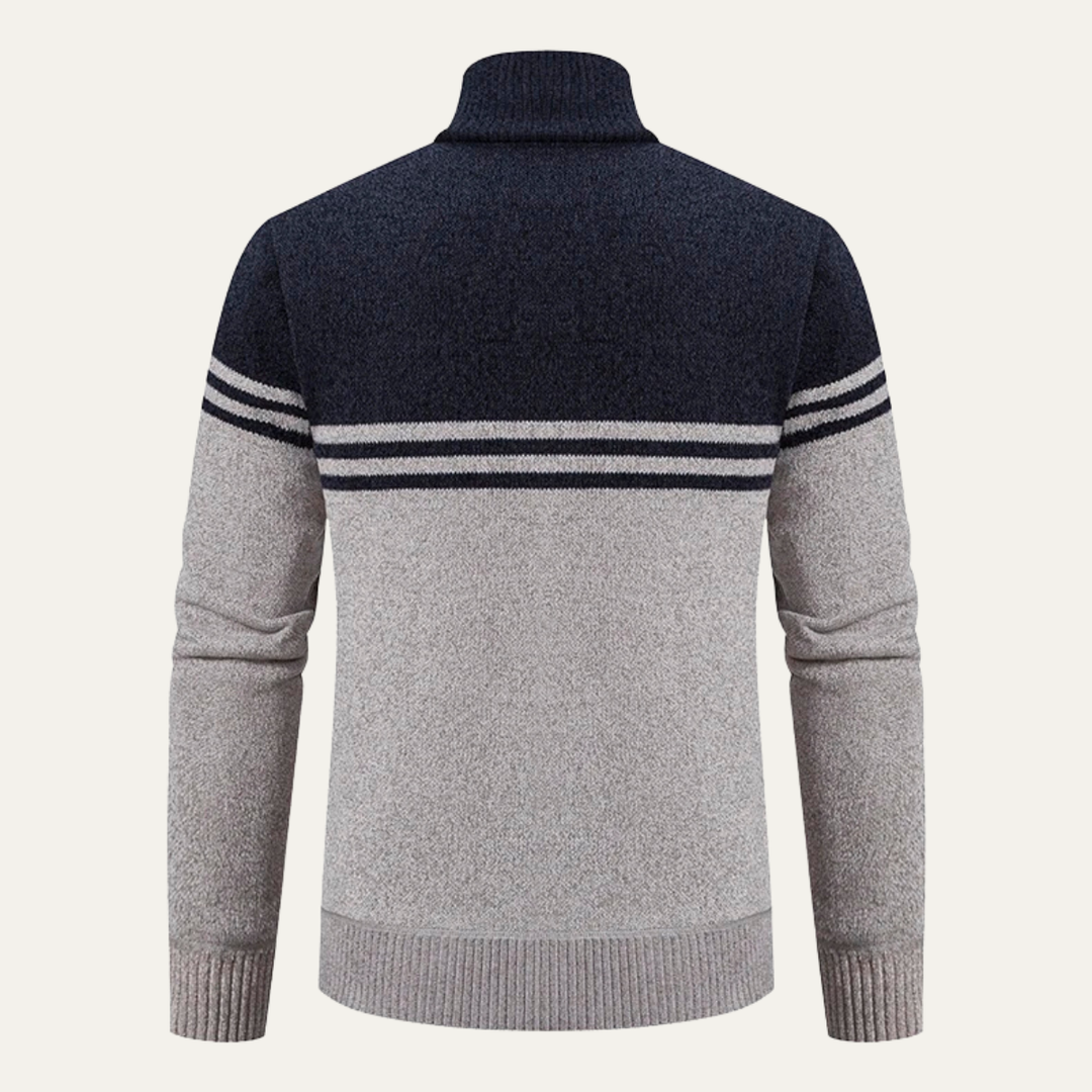 Mens Knit Cardigan Thick Fleece Lined Relaxed Fit