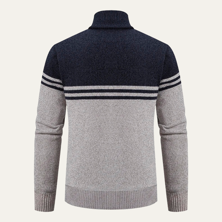 Mens Knit Cardigan Thick Fleece Lined Relaxed Fit