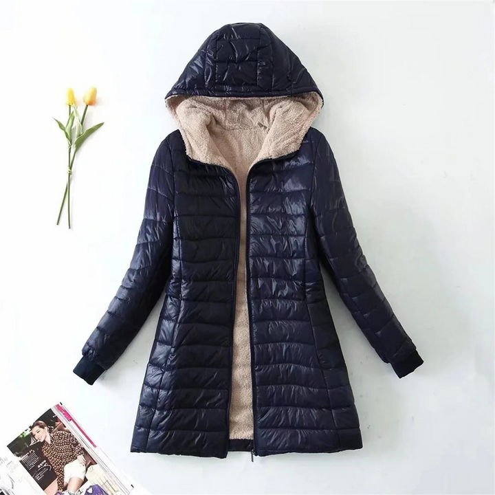 Womens Padded Parka Jacket with Hood Warm Insulated