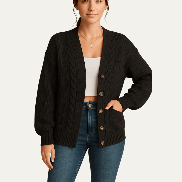 Womens Cable Knit Cardigan Cozy Fit