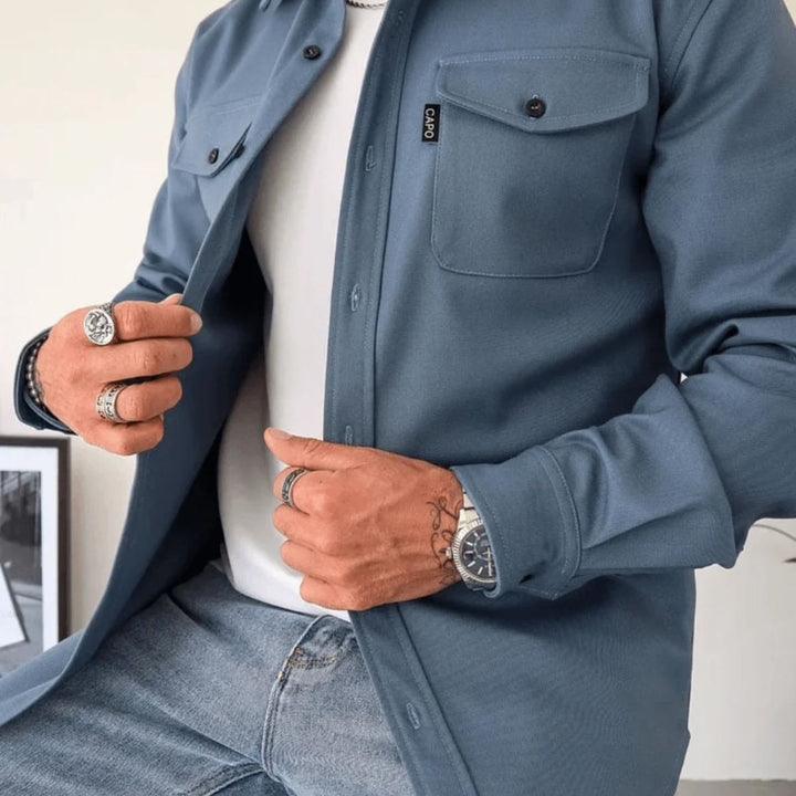 Mens Casual Overshirt Shirt Jacket Relaxed Fit