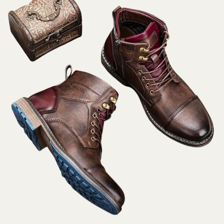Mens Ankle Bootie Slip-On Textured Croc Pattern
