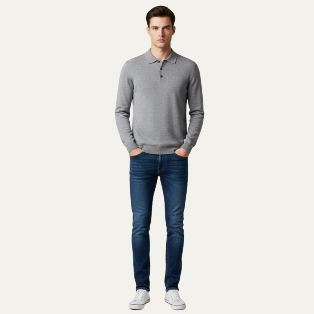 Mens Knit Polo Sweater Long Sleeve