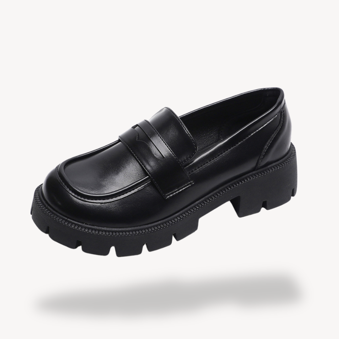 Womens Loafers Faux Leather Chunky Sole
