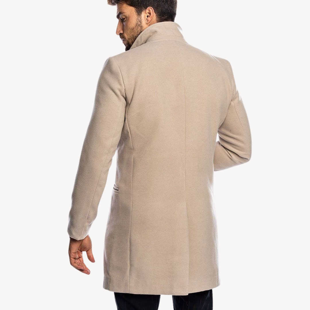 Mens Long Coat Wool Blend Classic Fit