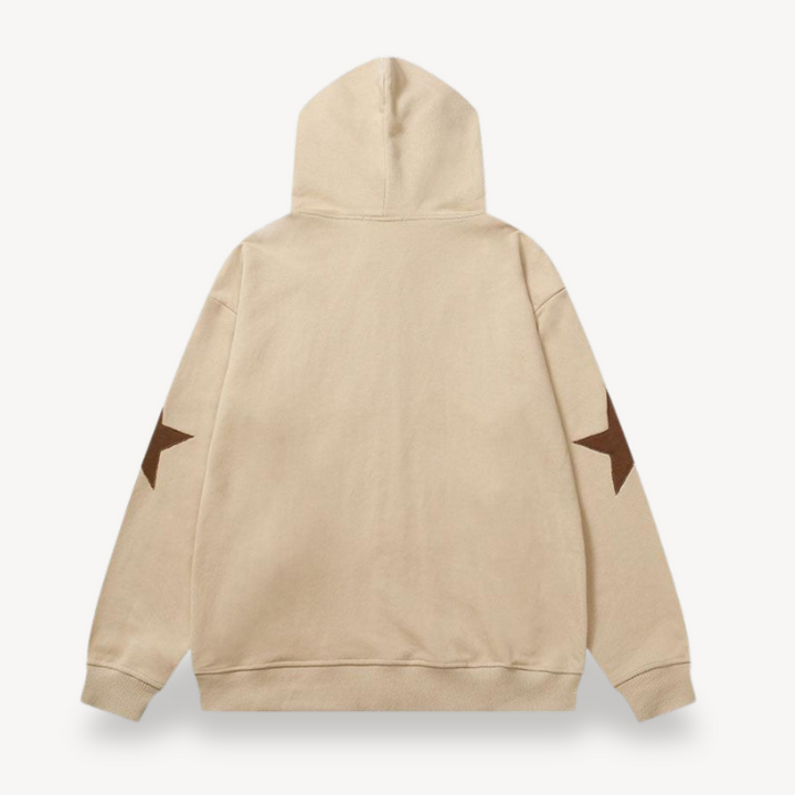 Mens Zip-Up Hoodie with Star Pattern Regular Fit