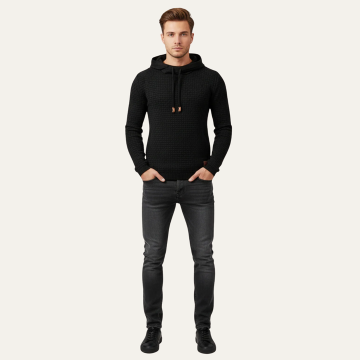 Mens Hooded Sweater Fine Knit Classic Fit