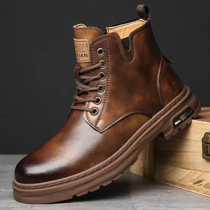 Mens Leather Ankle Boots Durable Non-Slip Design