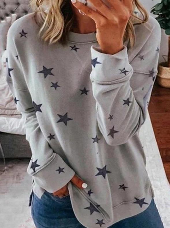Womens Sweatshirt Star Pattern Cozy Fit