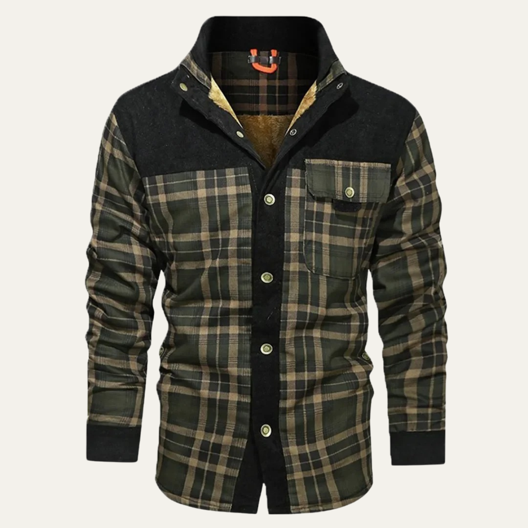 Mens Winter Jacket Plaid Check Warm Fit