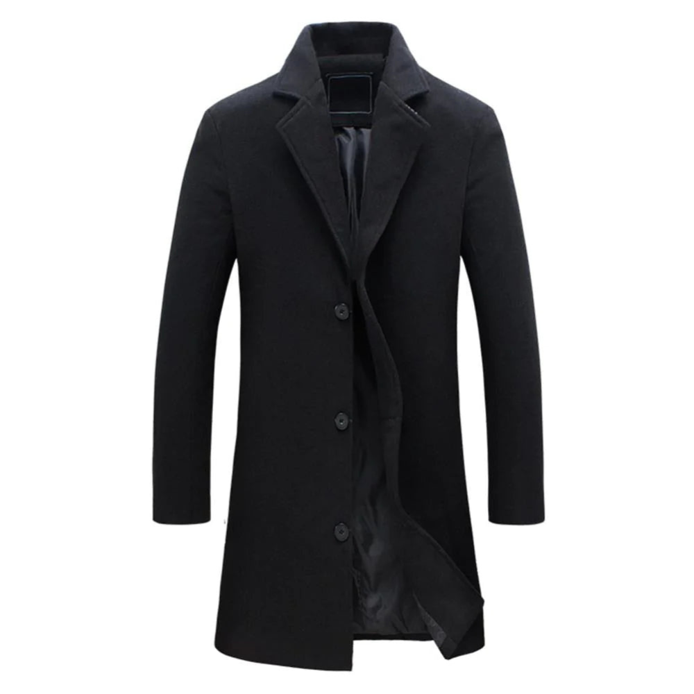 Mens Overcoat Wool Single Breasted Classic Fit