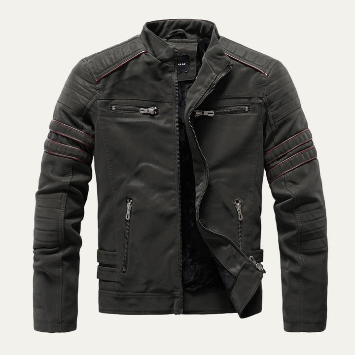 Mens Quilted Motorcycle Jacket Racing Style
