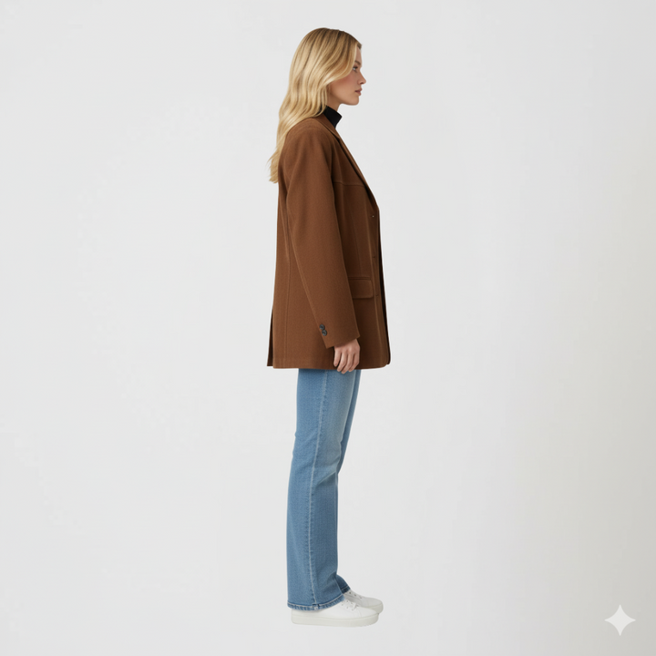 Womens Oversized Autumn Jacket Button-Up with Pockets