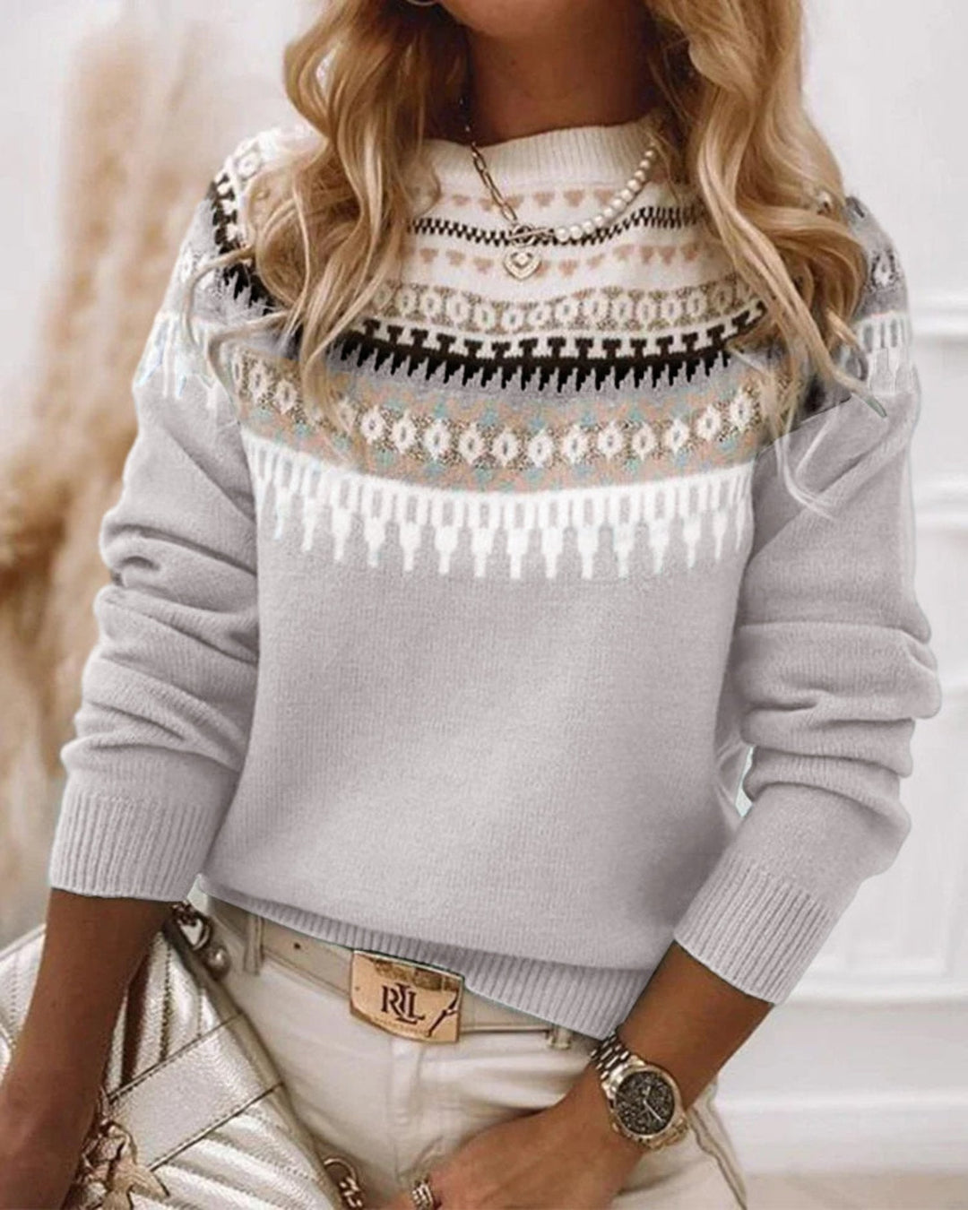 Womens Crew Neck Sweater Cozy Knit