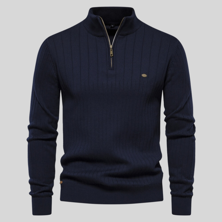 Mens Quarter Zip Sweater Classic Fit Cotton Blend