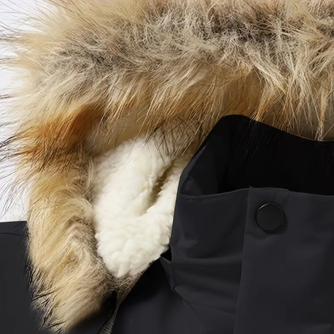 Mens Insulated Puffer Jacket with Detachable Faux Fur Hood