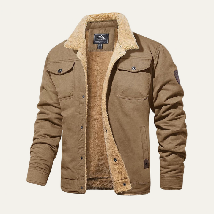 Mens Utility Jacket Faux Shearling Lined Heavy
