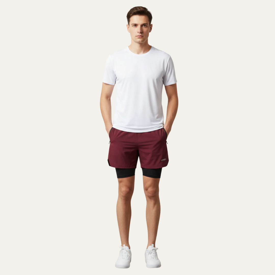 Mens Performance Training Shorts Layered Design