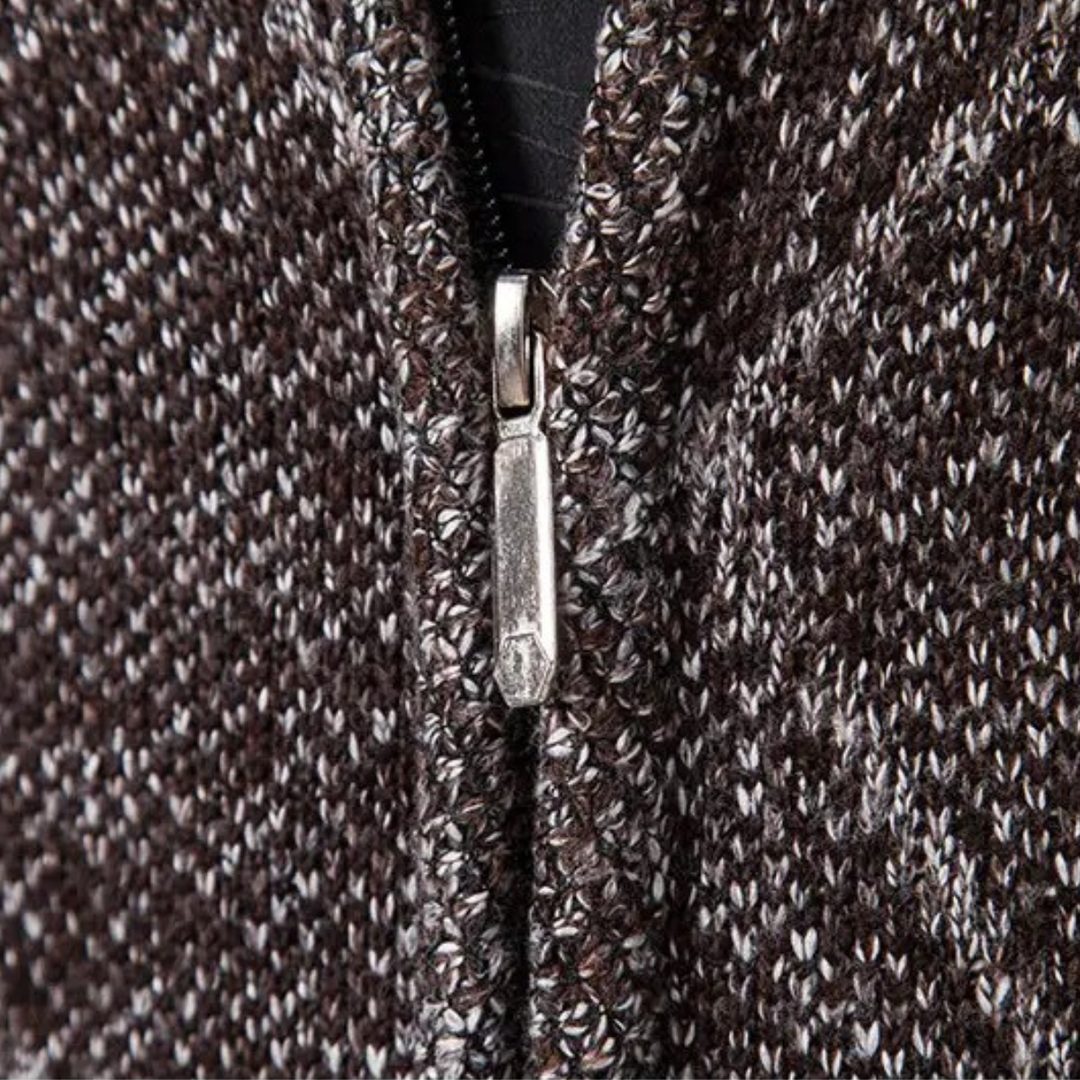 Mens Casual Knit Zip-Up Jacket Winter Style
