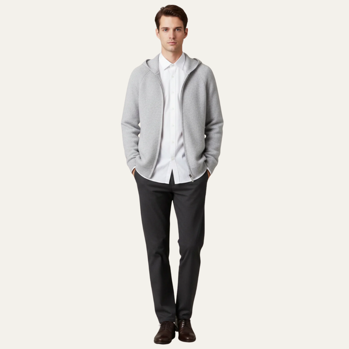 Mens Knit Cardigan Full Zip Hooded - BritishMode