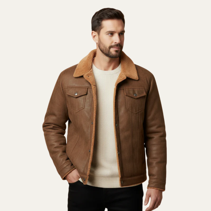 Mens Trucker Jacket Shearling Lined Classic Fit