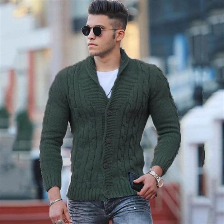 Mens Sweater Cardigan Wool Blend Relaxed Fit