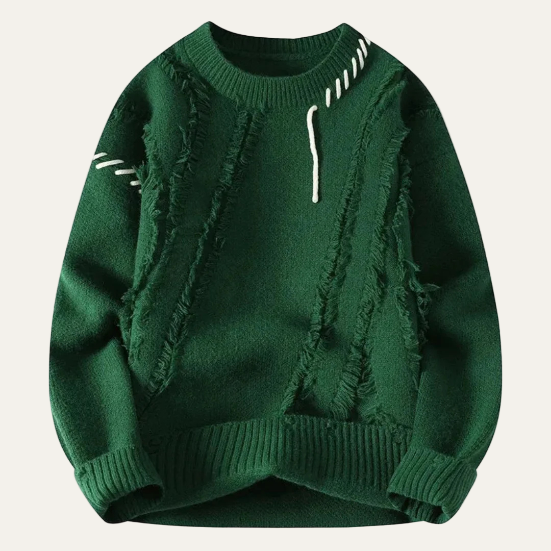 Mens Knit Sweater Distressed Fringe Style