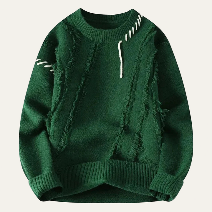 Mens Knit Sweater Distressed Fringe Style