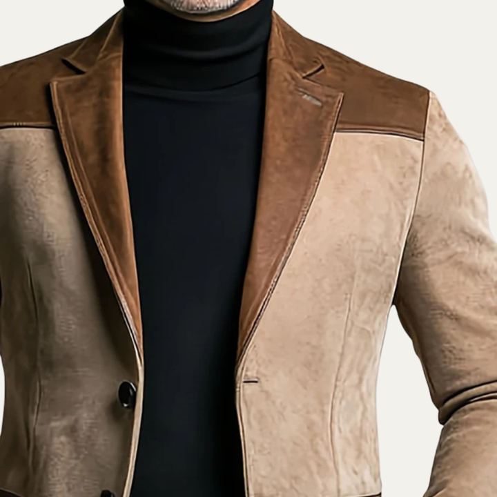 Mens Suede Blazer Jacket Elegant Slim Fit