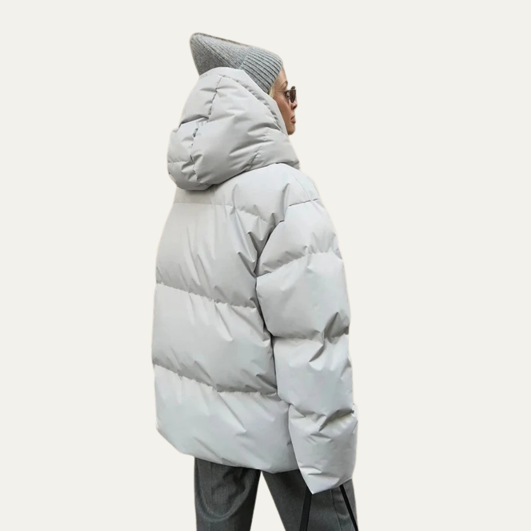 Womens Cropped Puffer Jacket High Neck Oversized Fit
