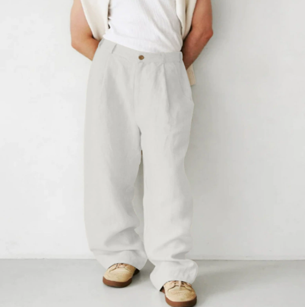 Mens Cotton Casual Pants Relaxed Fit