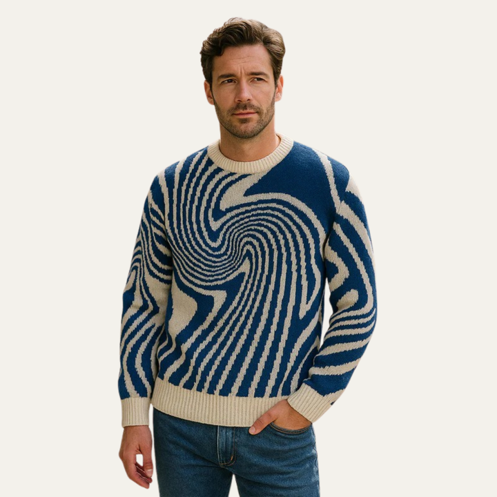 Mens Knit Sweater Psychedelic Pattern Regular Fit