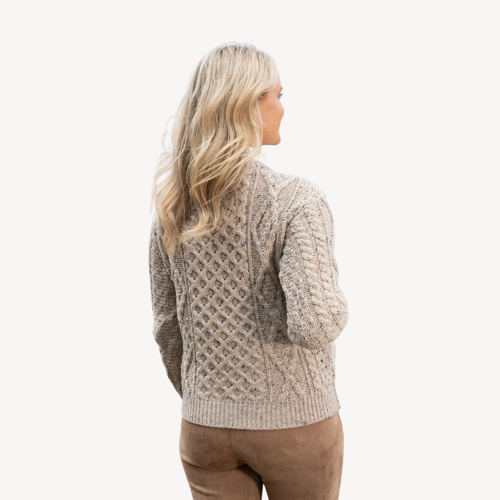 Womens Wool Blend Cardigan Cable Knit Relaxed Fit