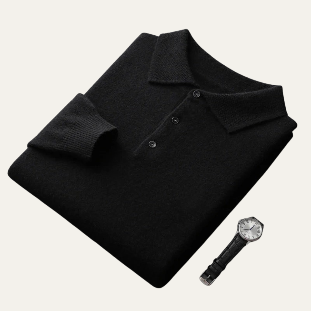 Mens Polo Sweater Smooth Knit Regular Fit