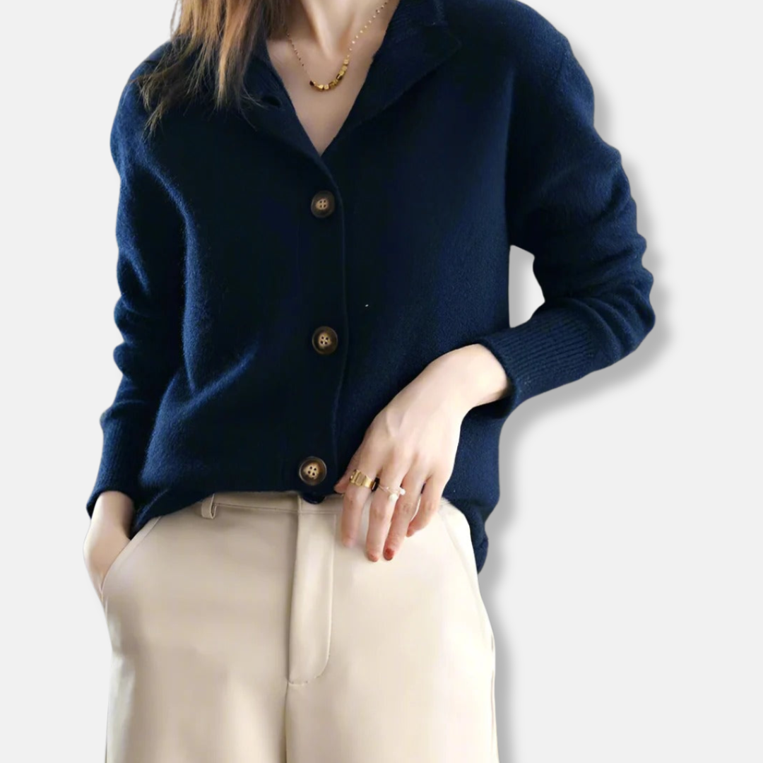 Womens Relaxed Fit Cardigan with Mock Neck and Button Front