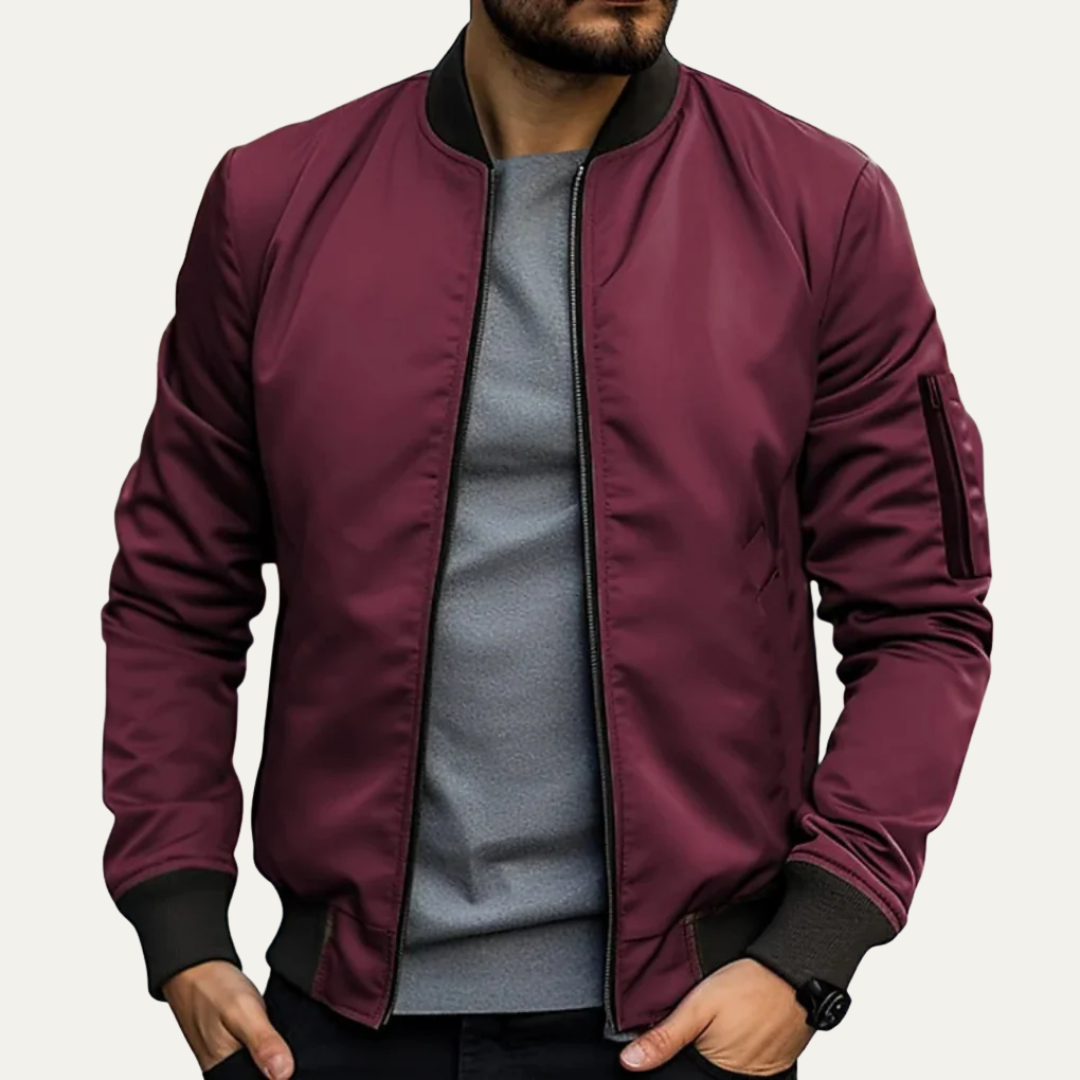Mens Bomber Jacket Ribbed Collar Classic Fit